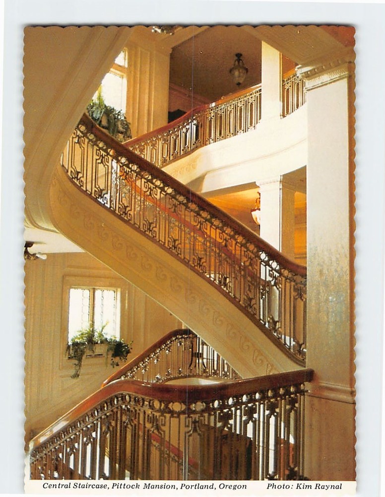 Postcard Central Staircase Pittock Mansion Portland Oregon USA
