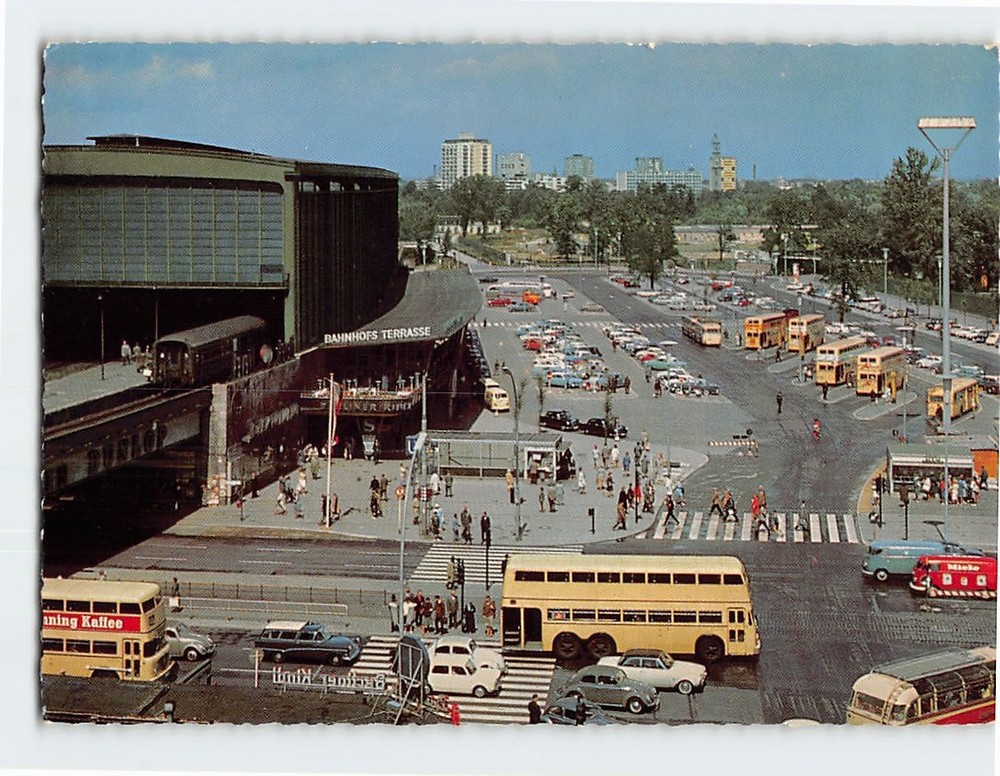 Postcard Berlin Germany Bahnhof Zoologischer Garten Train Station Vintage