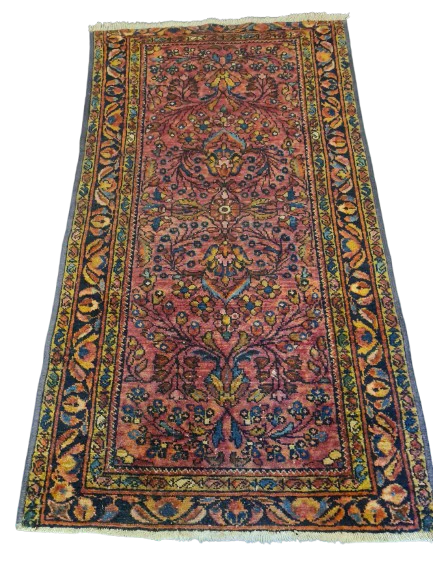 Antique living room hand knotted Oriental carpet 112 x 62 cm carpet rug