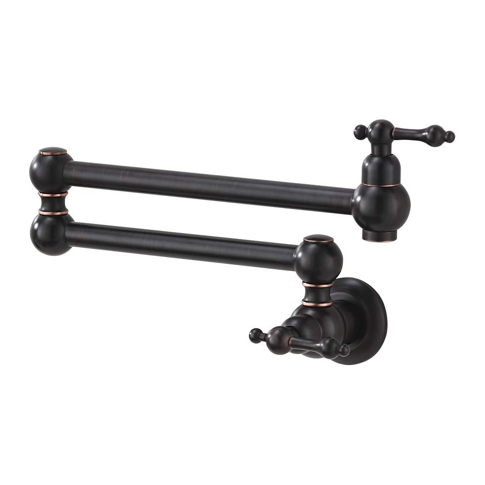Oil Rubbed Bronze Stainless Steel Wall Mount Pot Filler Kitchen Faucet Commercial Grade