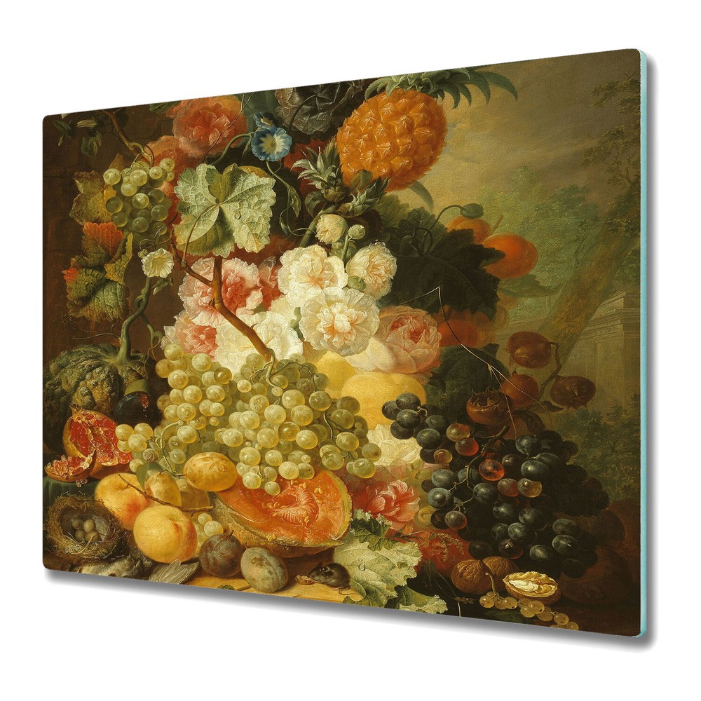 Glass Surface Protector Worktop Saver Fruits and Flowers Art Painting 60x52