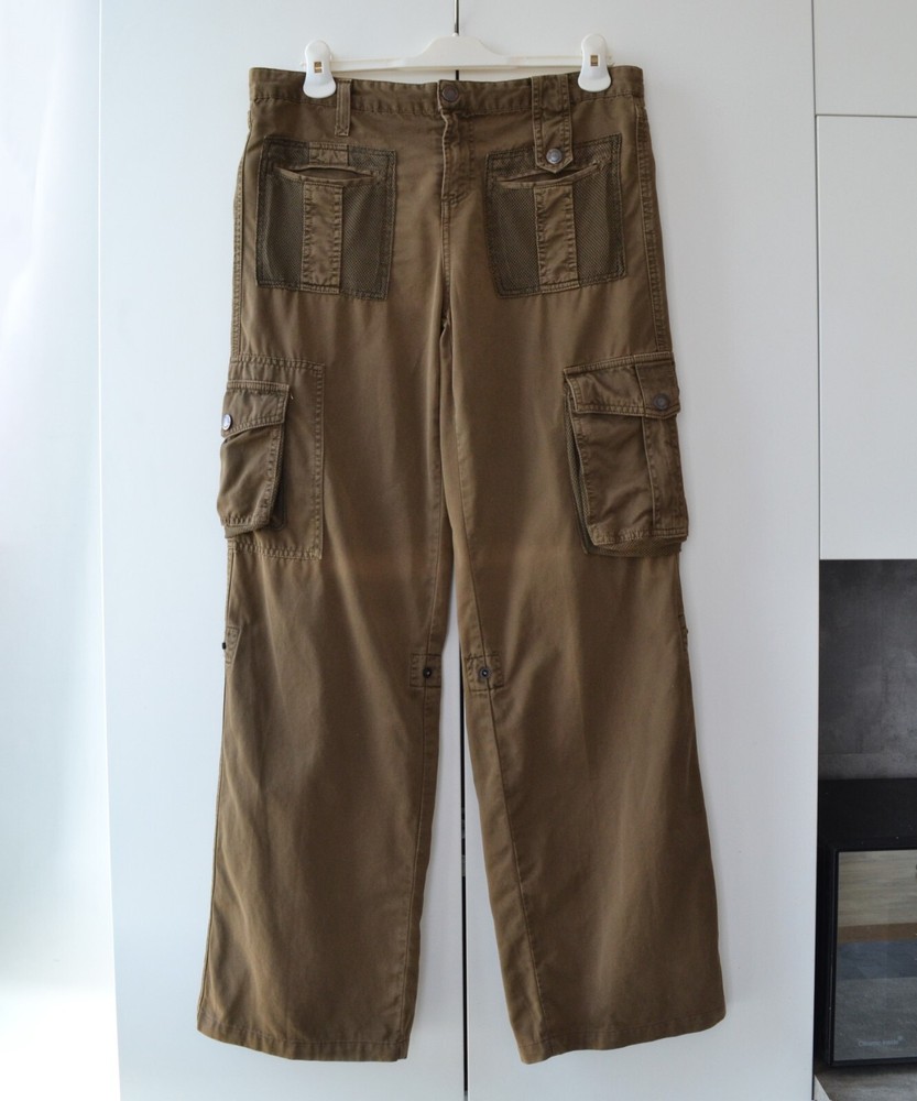 2003 DOLCE GABBANA Brown Cargo Pants with Parachute Pockets D&G Vintage