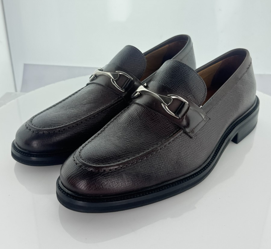 A43 NEW $295 Men's Sz 8 M Donald Pliner Yuriel Leather Bit Loafer In Dark Brown