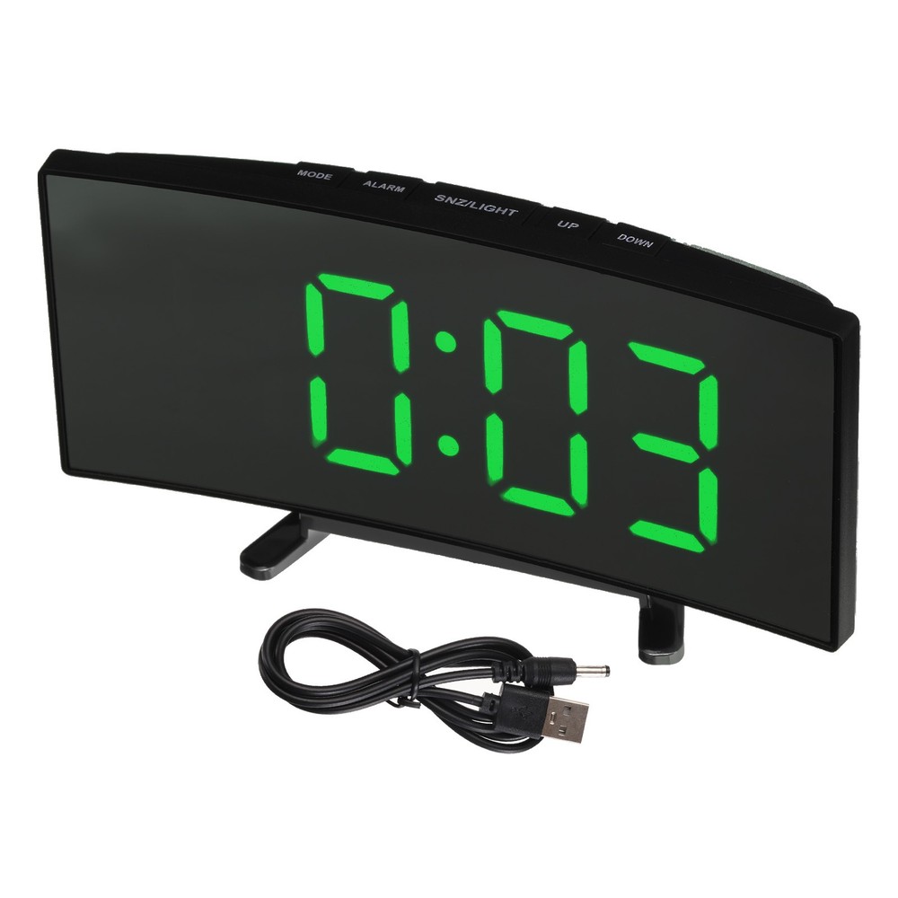 Digital Alarm Clock with Green LED Display for Bedrooms
