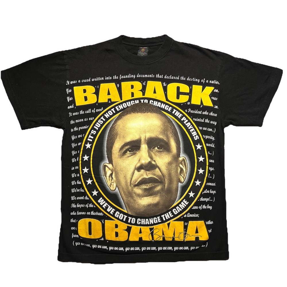Obama Believe T Shirt Mens L Black Y2K Back Hit Graphic