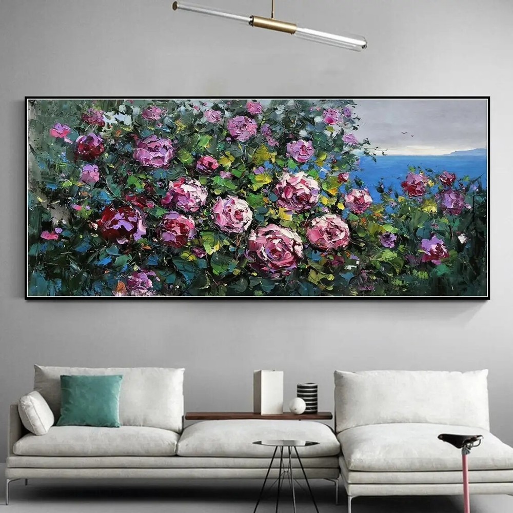 Abstract Blossom Pink Flower Big Oil Painting Flower Hand Painted Home Decor