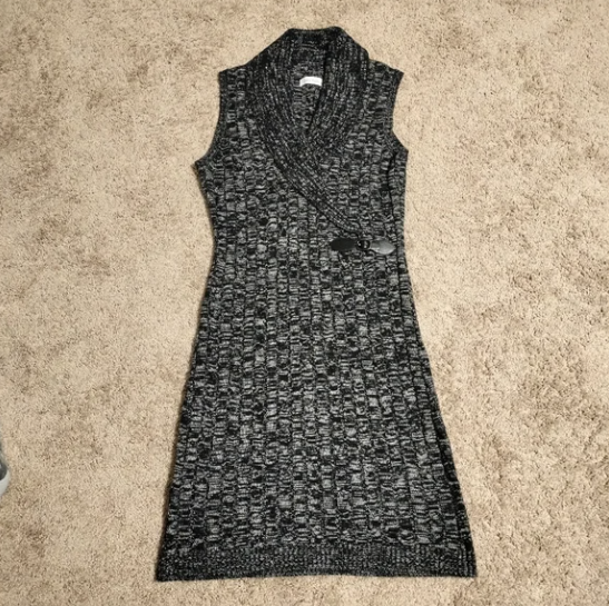 Calvin Klein Sweater Dress Women's Medium Black Knitted Sleeveless