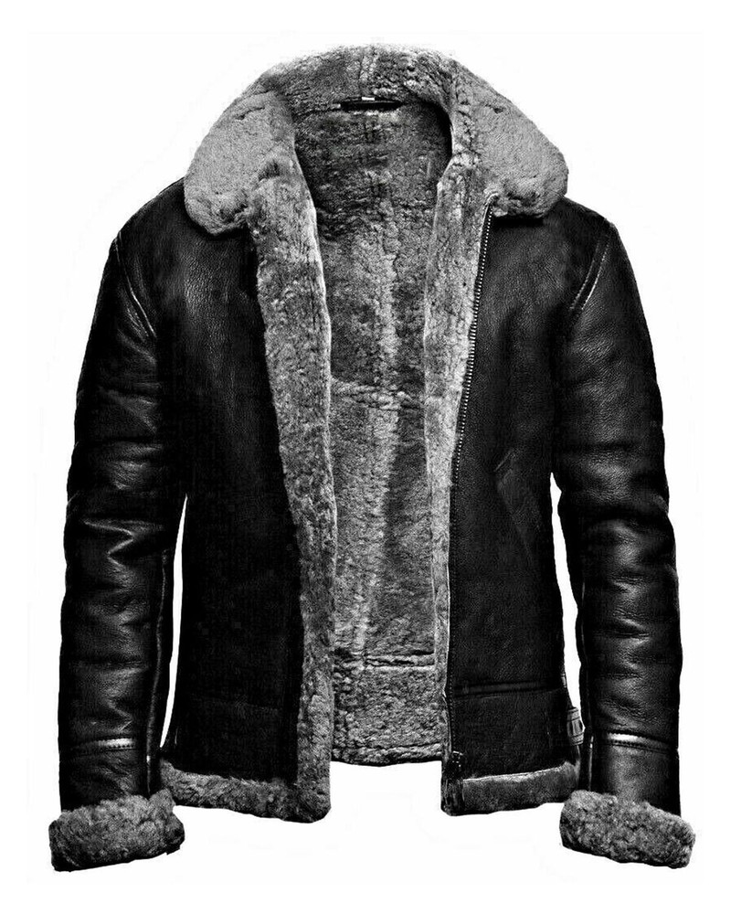 Men's RAF Aviator Pilot Flying Bomber Jacket - Real Shearling Leather, Vintage.