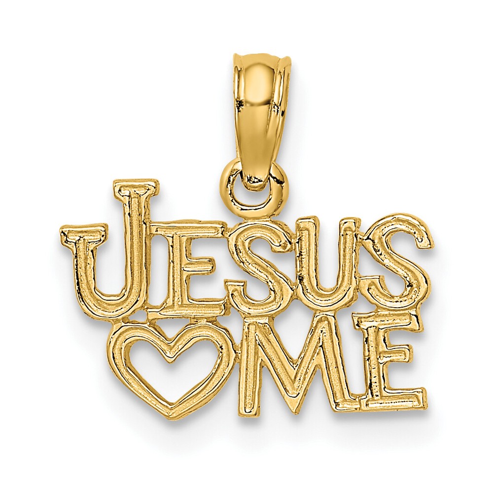 Avariah Solid 10K Yellow Gold Polished / Engraved JESUS HEART ME Charm - 14.3mm