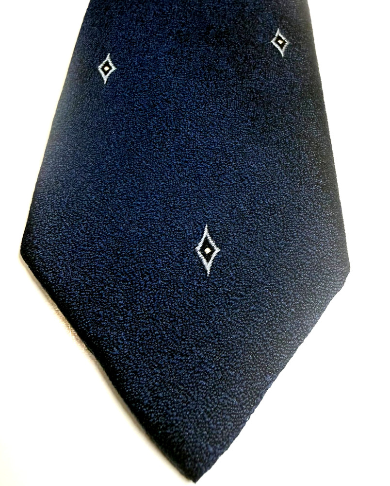 A.Sulka & Co for Dreyfuss & Sons Dallas Silk Tie 60s Vintage Navy Diamonds