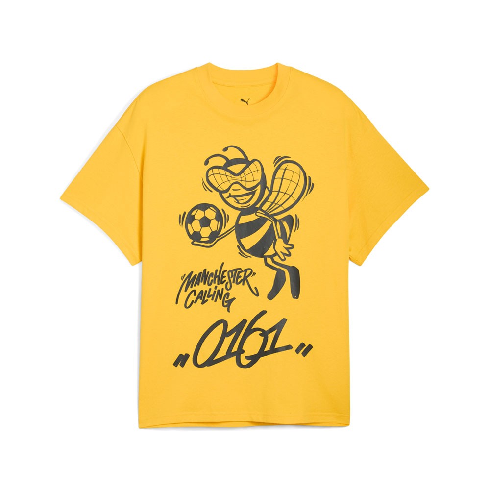 PUMA  Hoops X Manchester City Graphic Crew Neck Short Sleeve T-Shirt Mens Yellow
