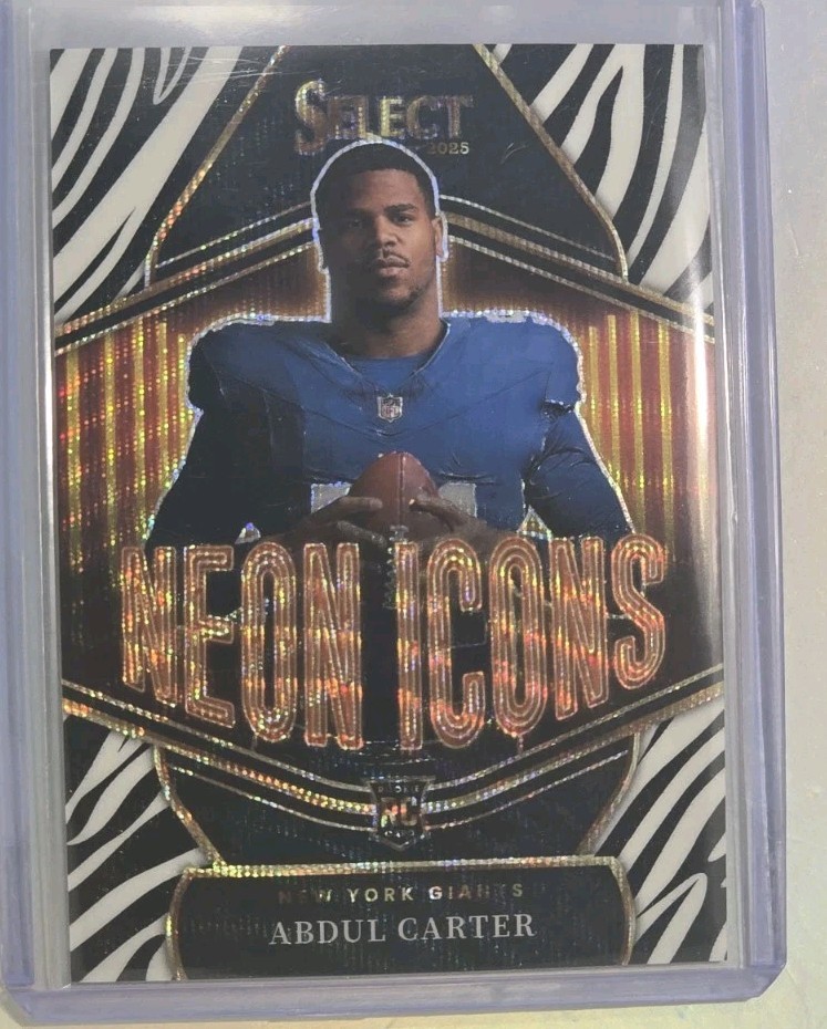 2025 Panini Select Neon Icons Zebra Abdul Carter Rookie NY GIANTS