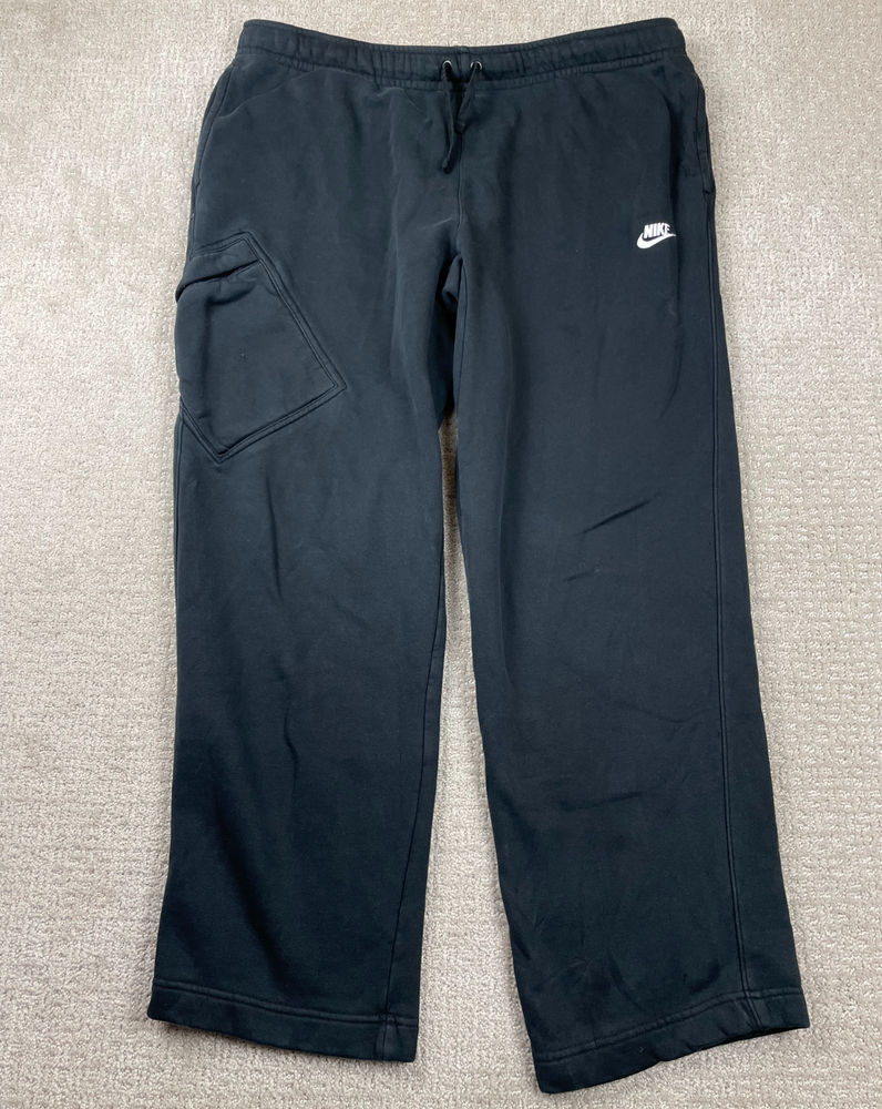 Nike Sweatpants Mens XL Black Sportswear Open Hem Fleece Jogger Cargo 823513-010