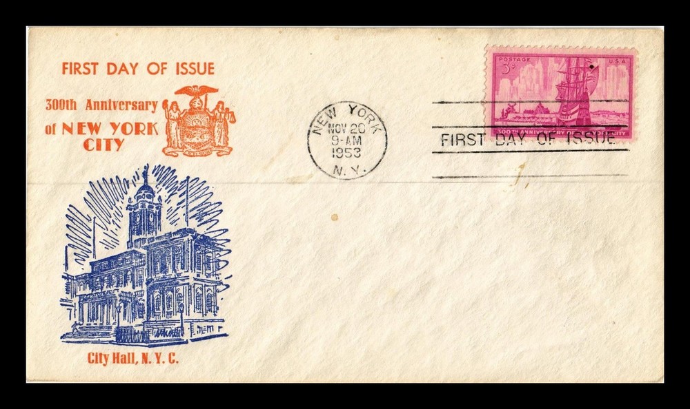 Dr Jim Stamps Us Cover New York City 300Th Anniversary Fdc Scott 1027