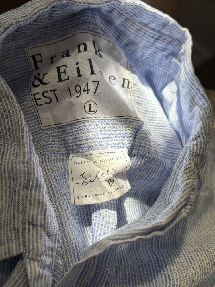 Frank & Eileen Women's Long Sleeve Linen Shirt Striped, Size Large