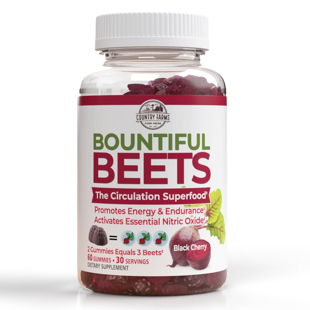 COUNTRY FARMS Bountiful Beets Gummies, Circulation Superfood, Promotes Energy...