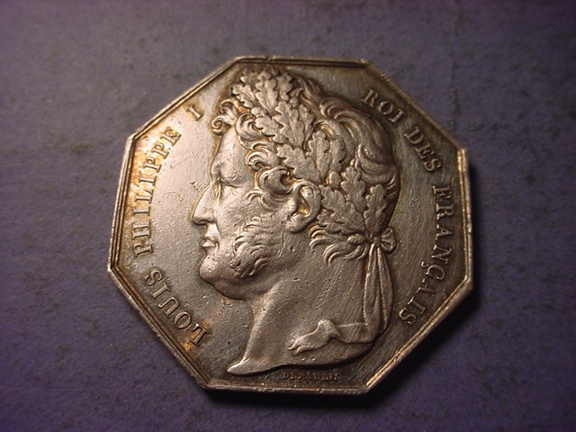 French Silver Jeton Octagonal 1842-1845 Bank of Lille #102262