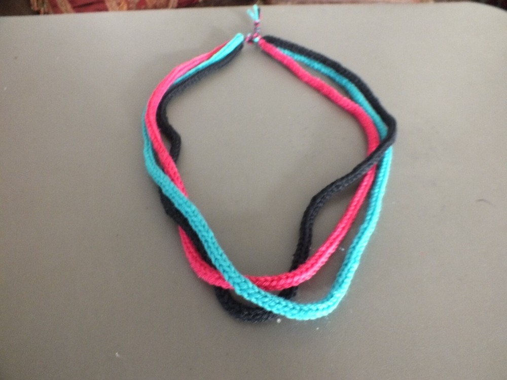 Unique Handmade Crocheted Turquoise Rose Yarn Scarf Necklace 28 Inch