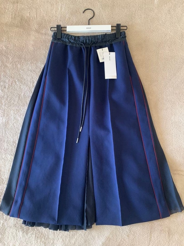 sacai 22AW Navy Jersey Pleated Long Skirt Size 1 New Unused Fashion