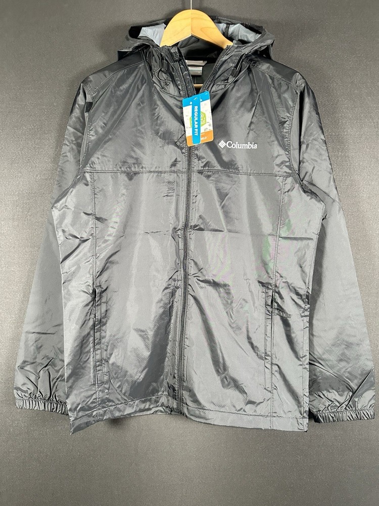 Columbia Big Delta Rain Jacket Men's Size S Full Zip Black Waterproof Brand New