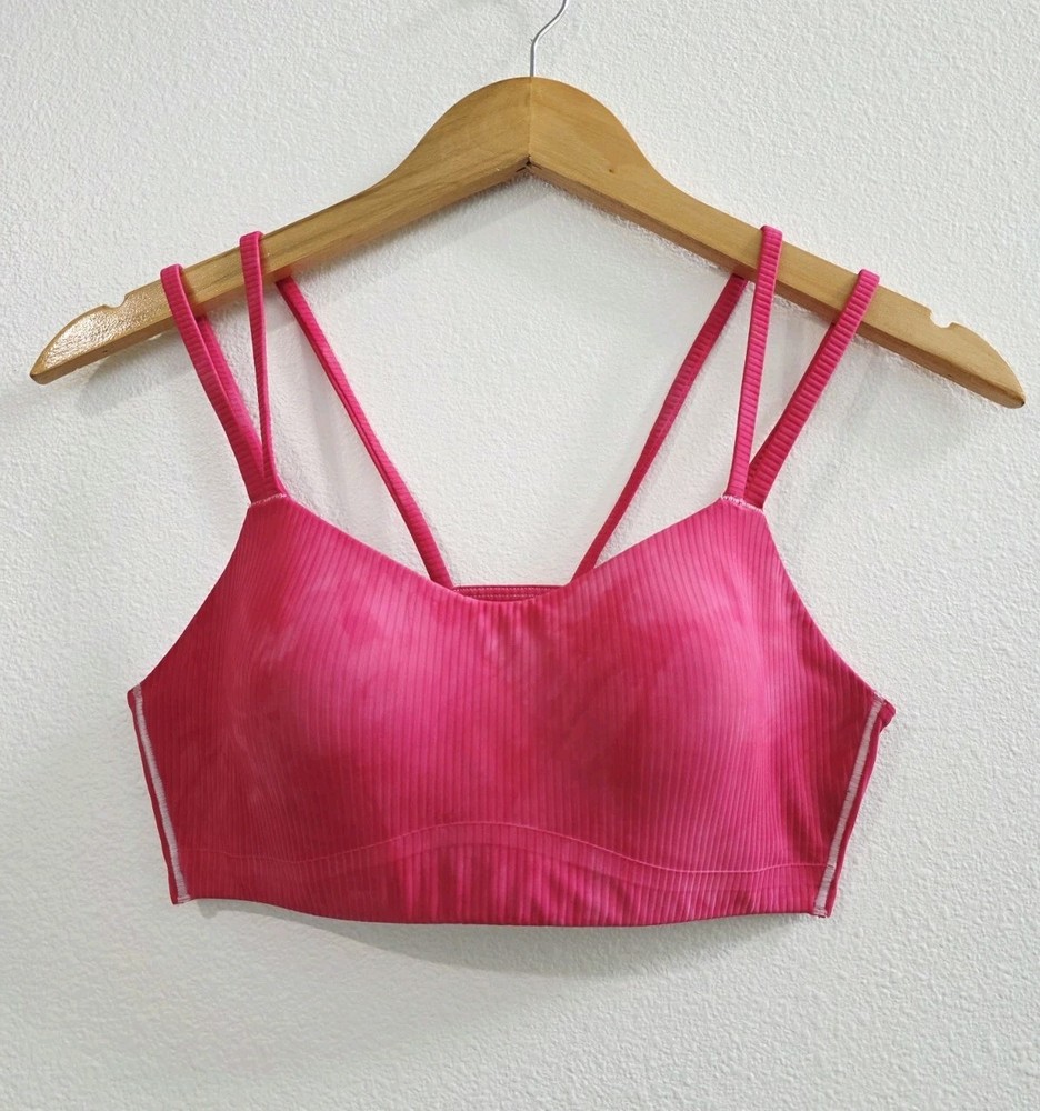 Lululemon Like a Cloud Ribbed Bra Light Support for B/C Cup Size 8 Pink Tie Dye