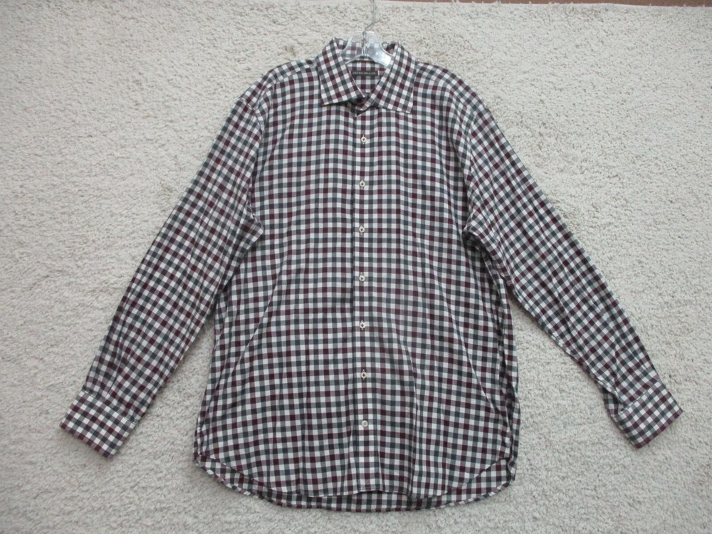 Peter Millar Button Up Shirt Extra Large Adult Red Plaid Long Sleeve Crown Mens