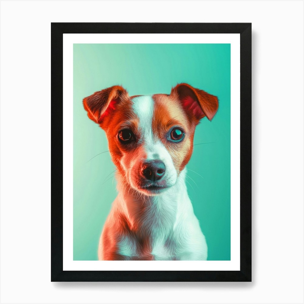 Portrait Of A Dog. Generated AI. Ar Framed Wall Art Poster Canvas Print Picture