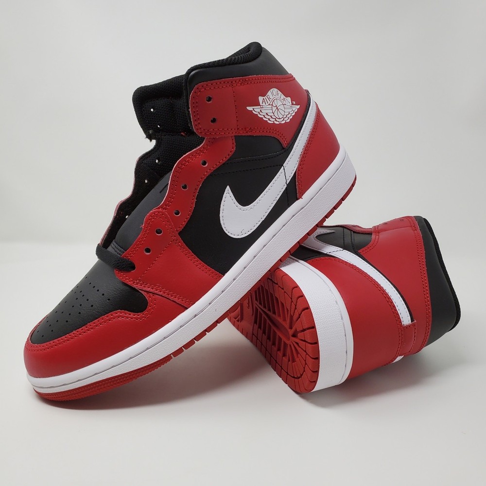 Nike Air Jordan 1 Mid Shoes Black Gym Red White DQ8426-061 Men's Size 9