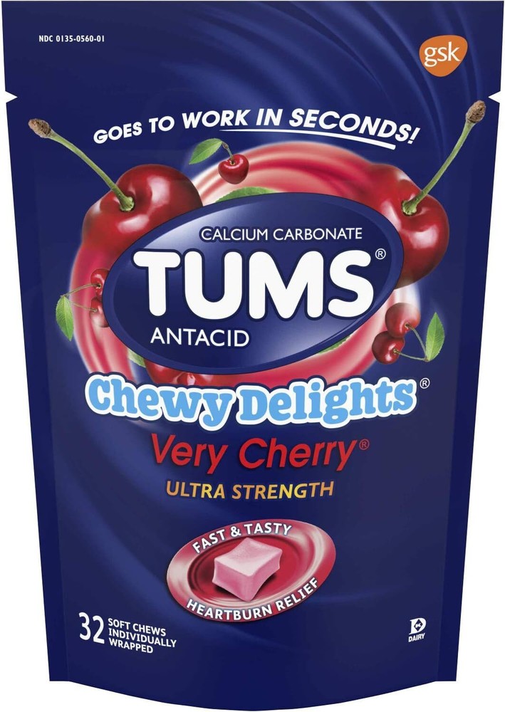 TUMS Chewy Delights Ultra Strength Antacid Soft Chews for Chewable Heartburn Rel