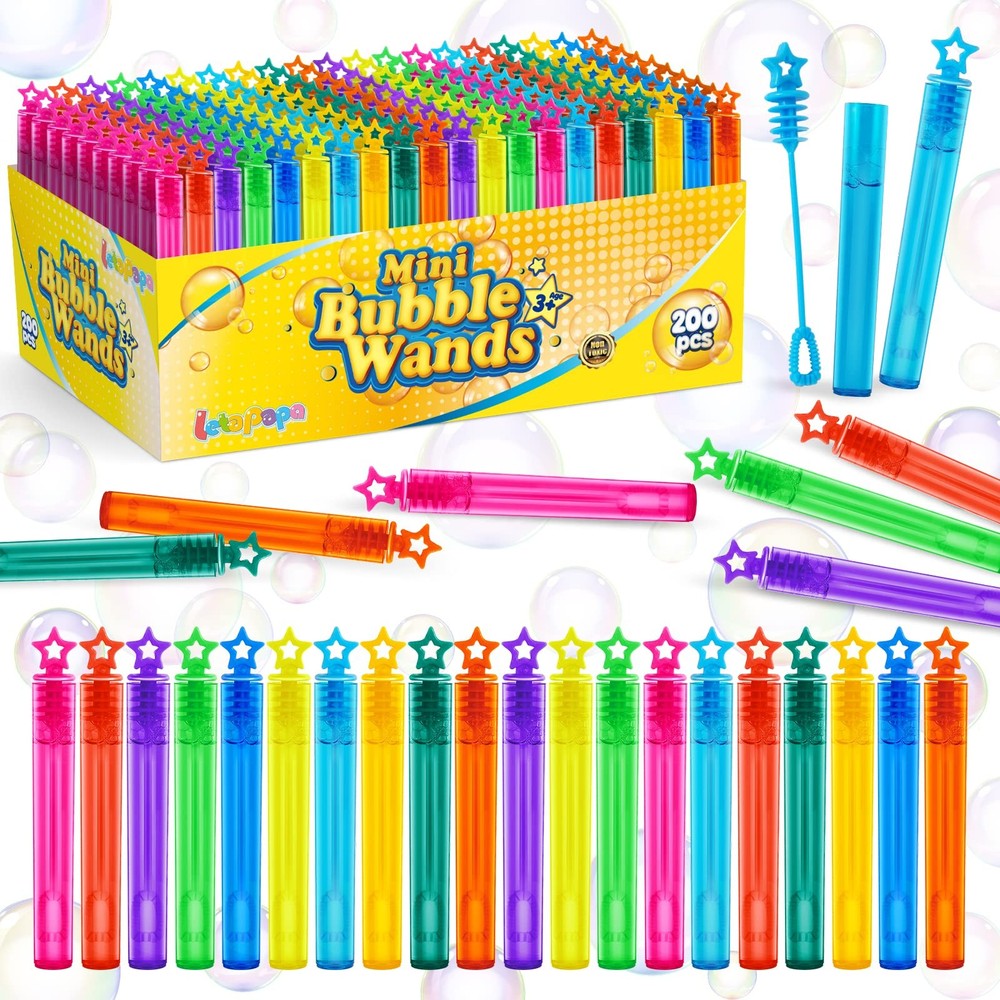 200-Piece Colorful Mini Bubble Wands for Parties in 10 Assorted Colors