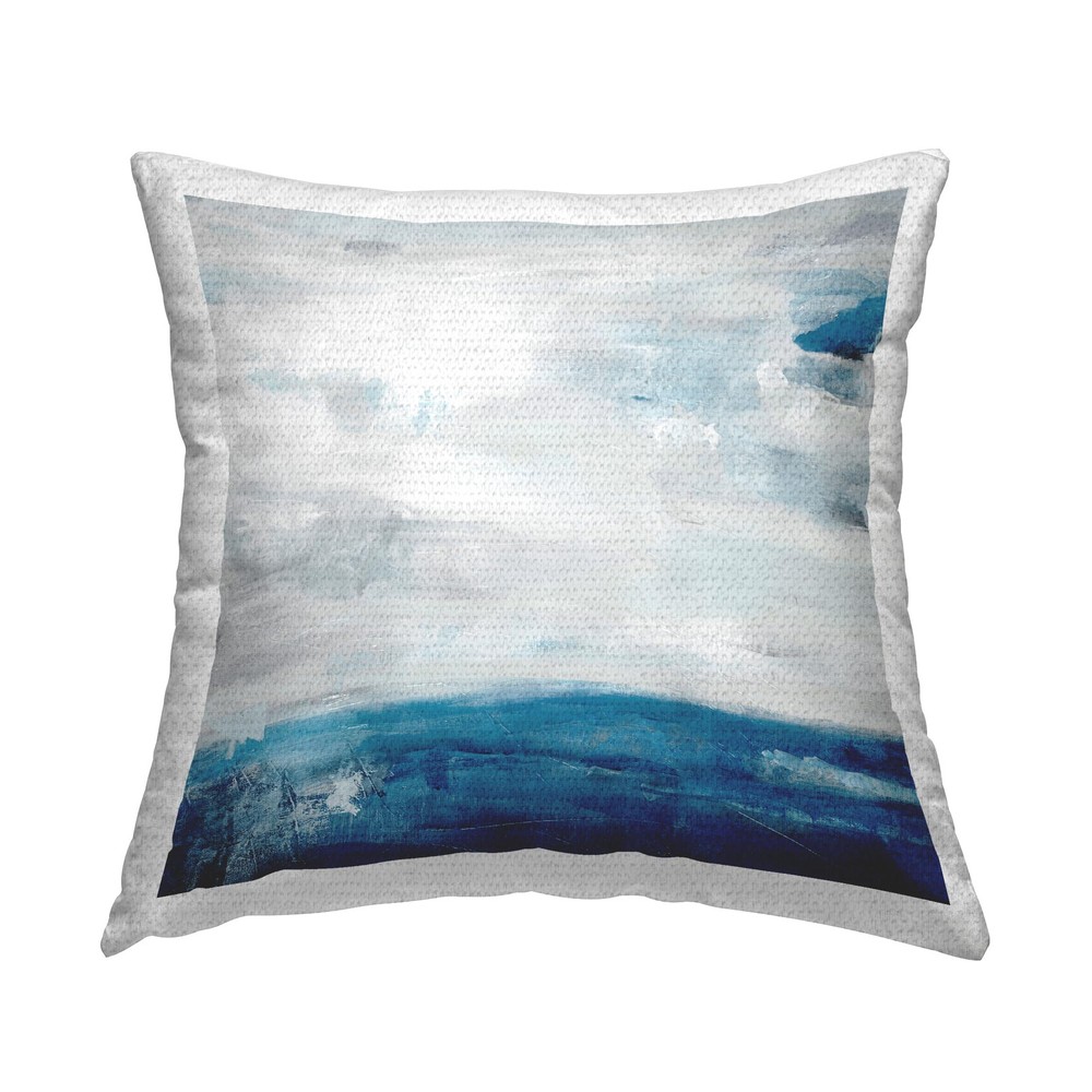 Abstract Ocean Tides Landscape Outdoor Printed Blue Pillow, 18x18-image