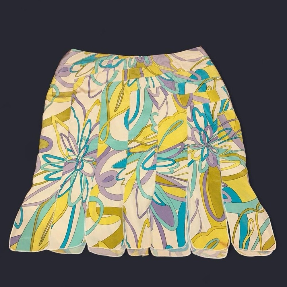Y2K VINTAGE SILK PSYCHEDELIC SKIRT 100% Silk sz 12P