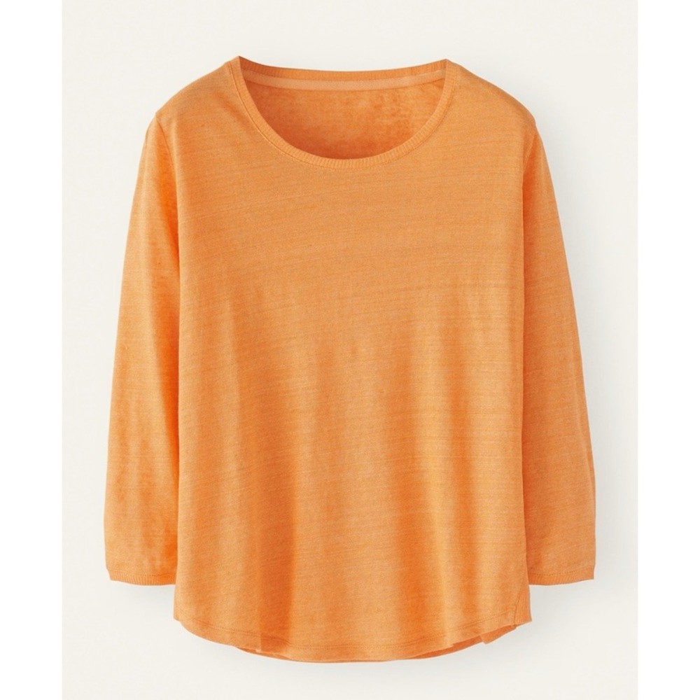 Poetry Round Neck Top Linen Jersey Lightweight Apricot Orange Womens Size 10