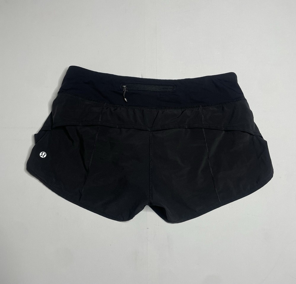 Lululemon Black Women's Athletic Shorts Stretch Zip Pockets Running Gym Size 6