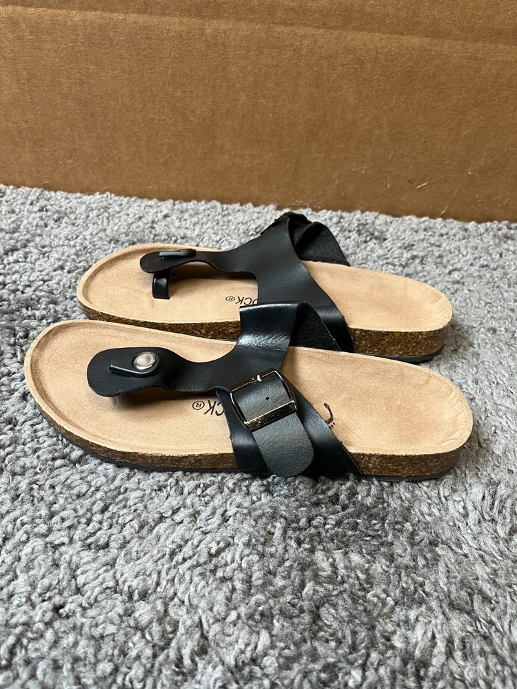 Birkenstock Sandals Size 40 Black Leather Straps Unisex Walking Germany