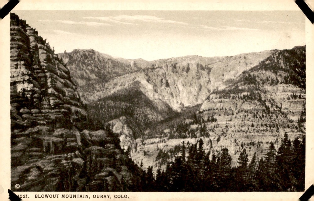 Blowout Mountain, Ouray, Colorado, 1923 Postcard
