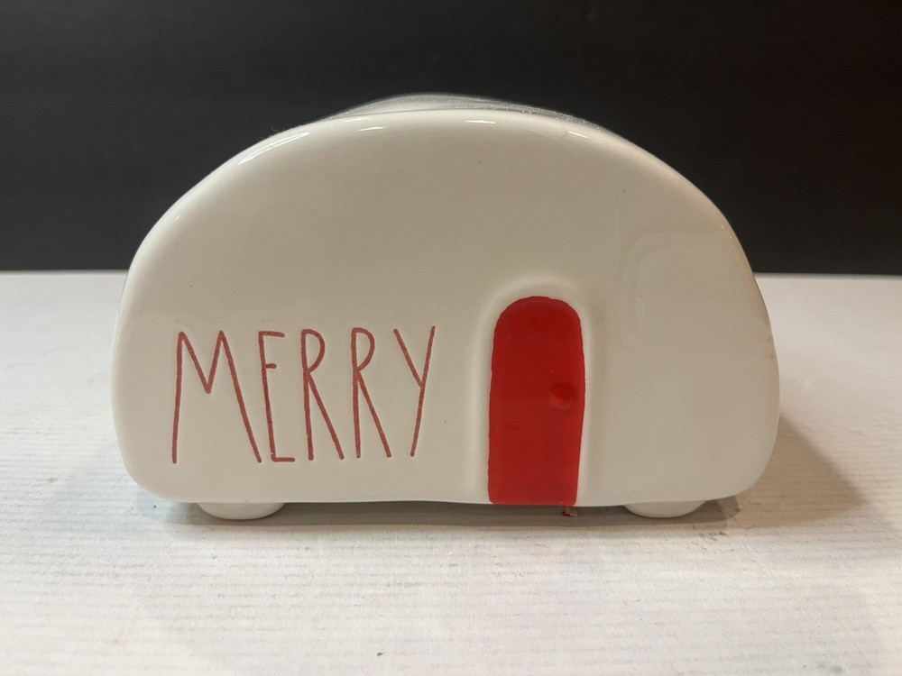 RAE DUNN by Magenta MERRY White Ceramic Camper Trailer CHRISTMAS Decor - NWT