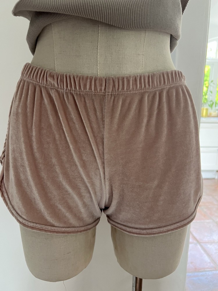 John Galt Brandy Melville Pink Velour Track Shorts, One Size