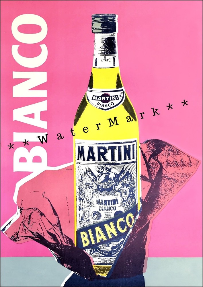 Martini Bianco 1950 Vintage Italian Liquor Poster Print Art Bar Wall Decor