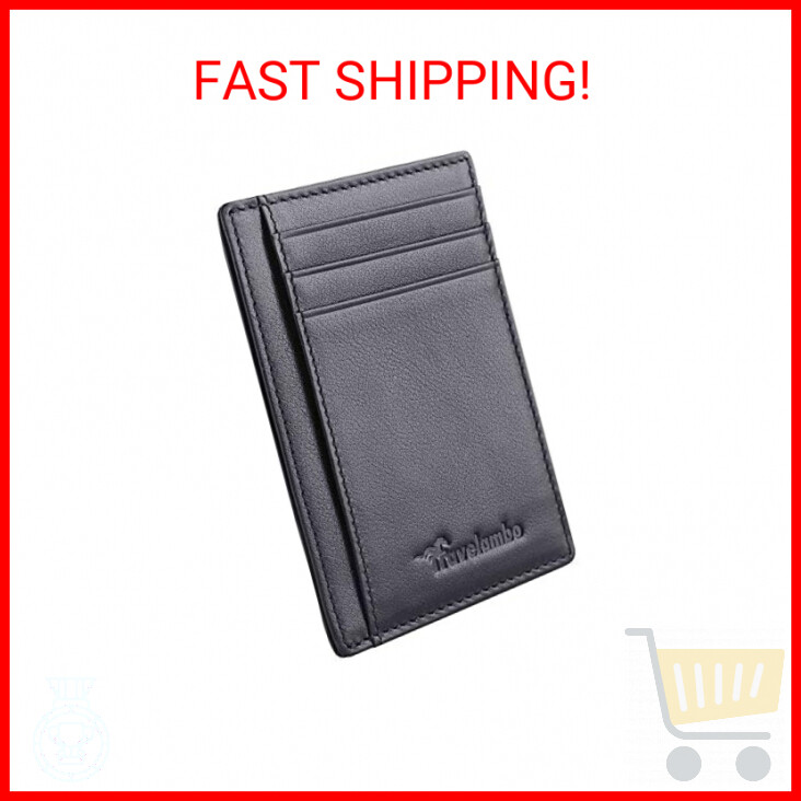 Travelambo Slim RFID Blocking Leather Wallet Medium Front Pocket Minimalist Design