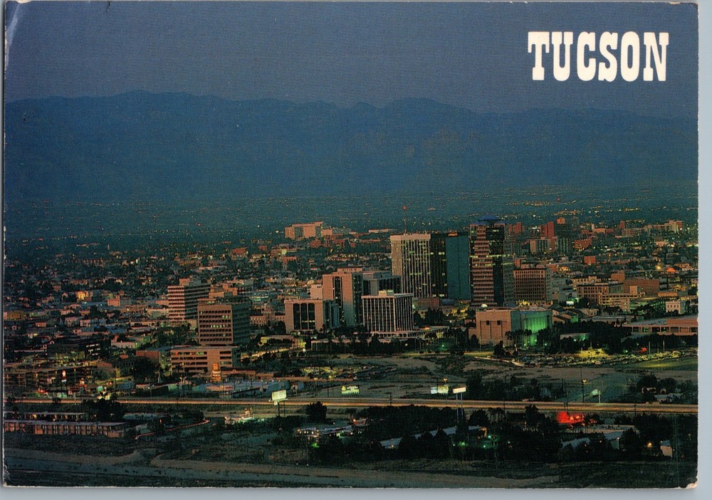 Arizona Tucson Skyline at Sunset Santa Catalina Mountains 6x4 Postcard