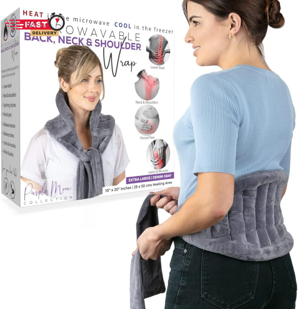 Purple Moon Collection - Wearable Heating Pad with Straps - Extra Large, Gray -