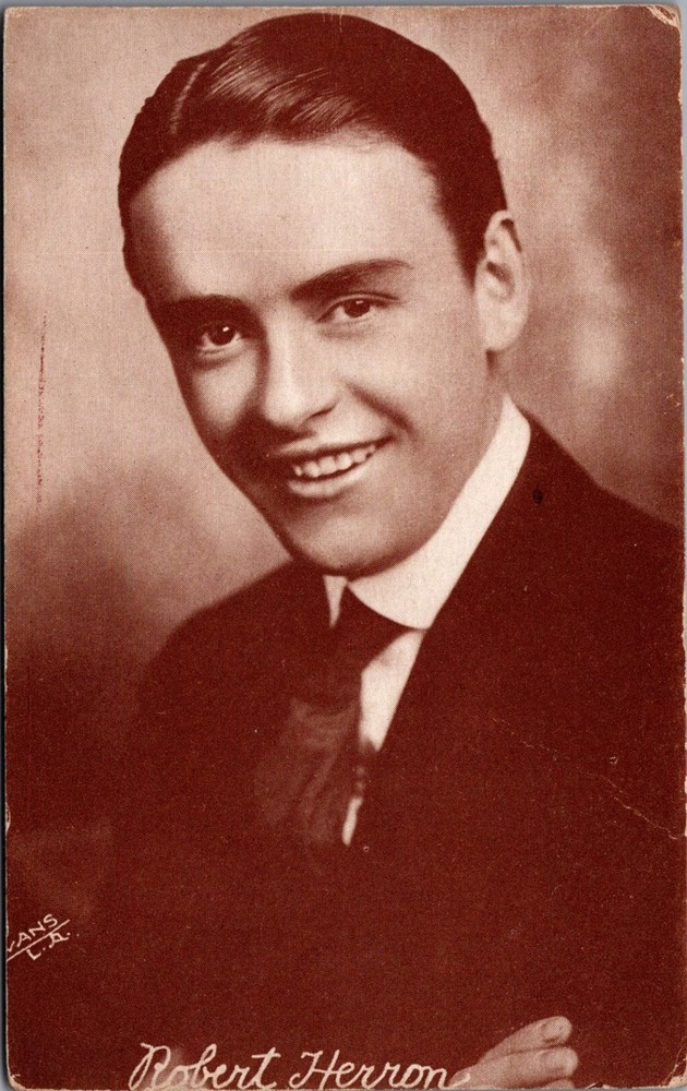 Robert Herron Silent Film Actor RPPC Portrait Postcard Evans LA