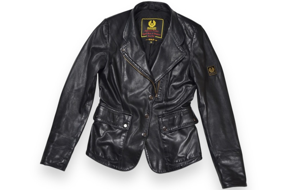 Women's Belstaff Gold Leather Jacket Black Italy Size M