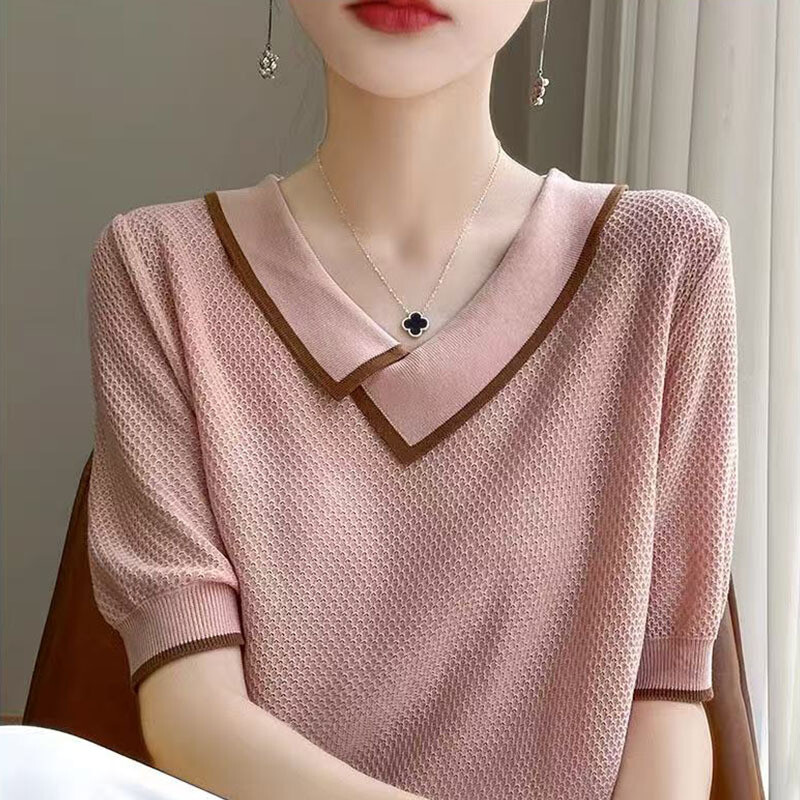 Women's Short Sleeve Knit Sweater T-Shirt Casual Comfort Fit