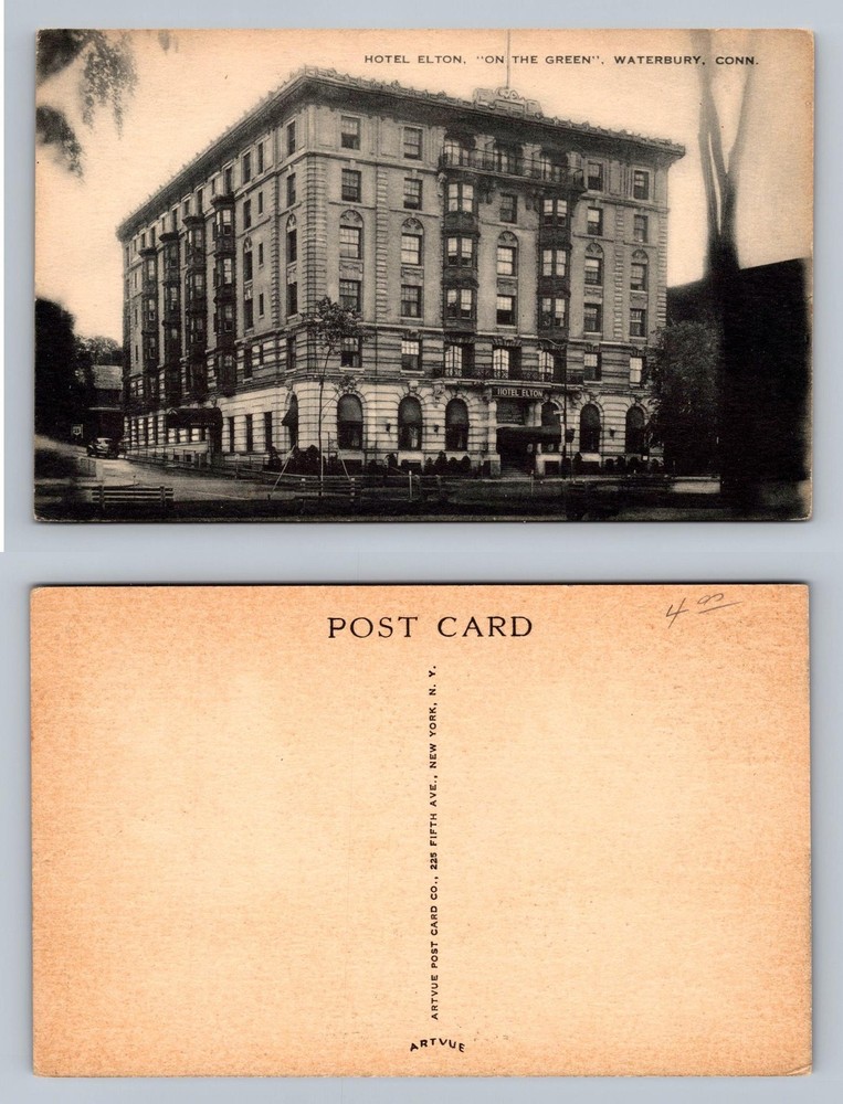 Waterbury, CT-Connecticut, Hotel Elton On the Green Scene PC Vintage Postcard