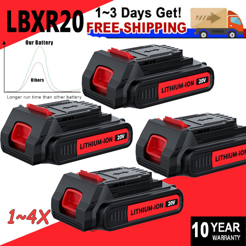 1~4X replacement for Black and Decker 20 Volt MAX Lithium LBXR20 LBX20 Battery