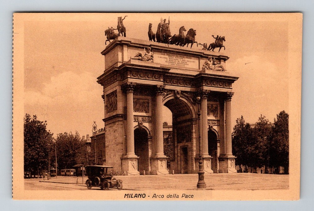 Italy- Milano Arch Of Peace Standard Souvenir Old Postal Card Vintage Postcard