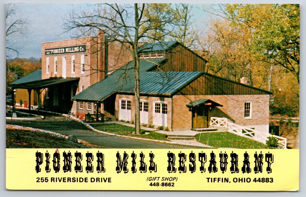 Tiffin Ohio~Pioneer Mill Restaurant Riverside Drive~Vintage Postcard