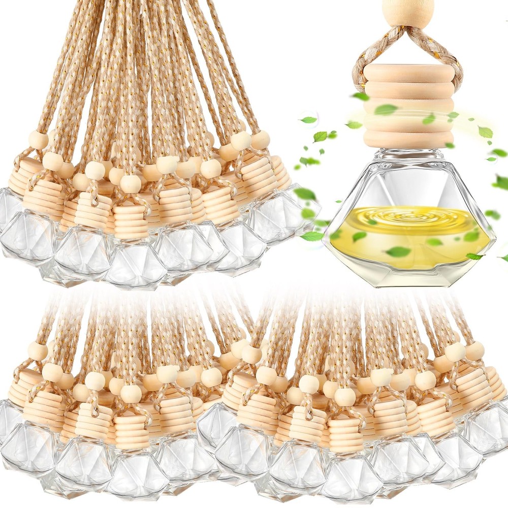 Domensi 200 Pcs Car Diffuser Bottles Air Freshener Bulk, Hanging Empty Glass ...